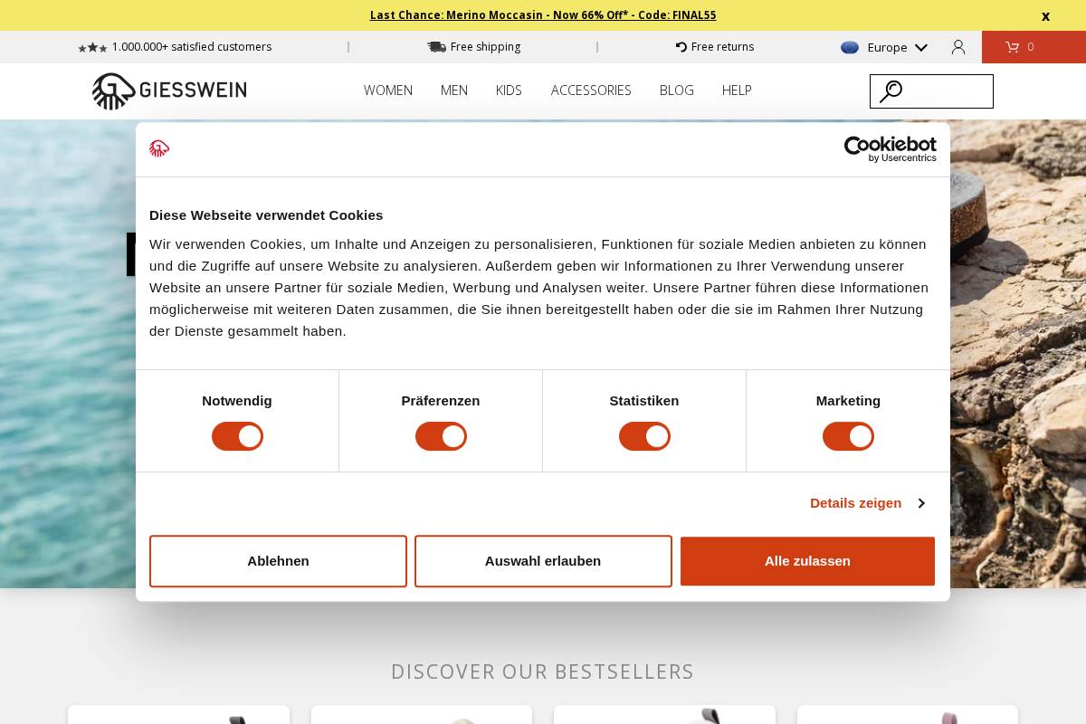 En Giesswein homepage screenshot