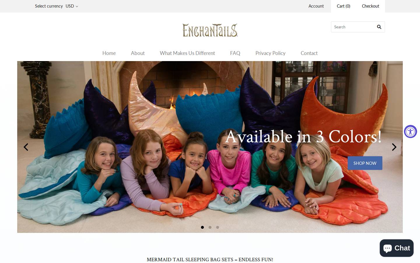 enchantails.com homepage screenshot
