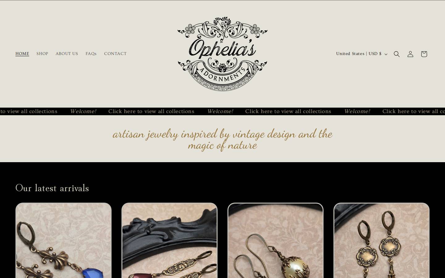 enchanted-adornments.com homepage screenshot