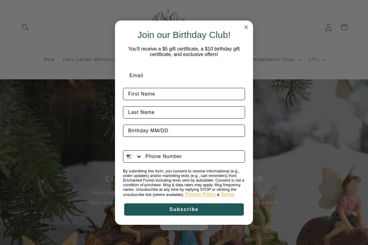 enchantedforeststore.com homepage screenshot