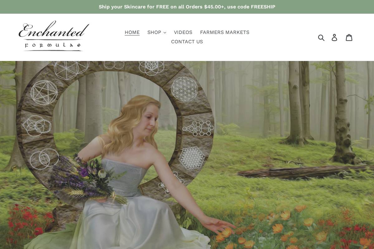 enchantedformulae.com homepage screenshot