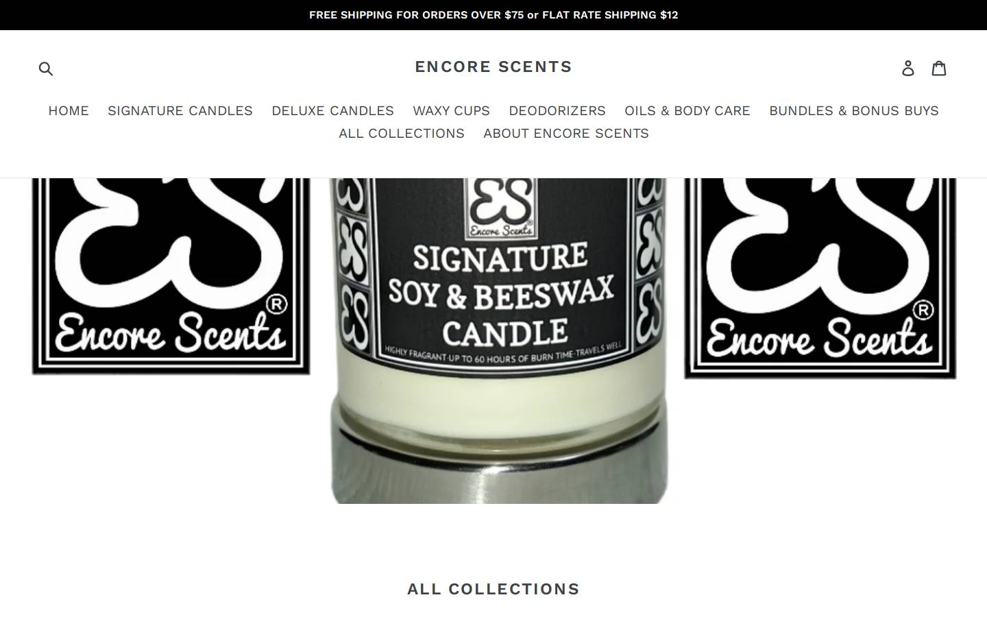 encore-scents.com homepage screenshot