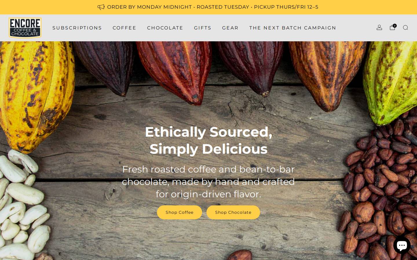 encorecoffeeco.com homepage screenshot