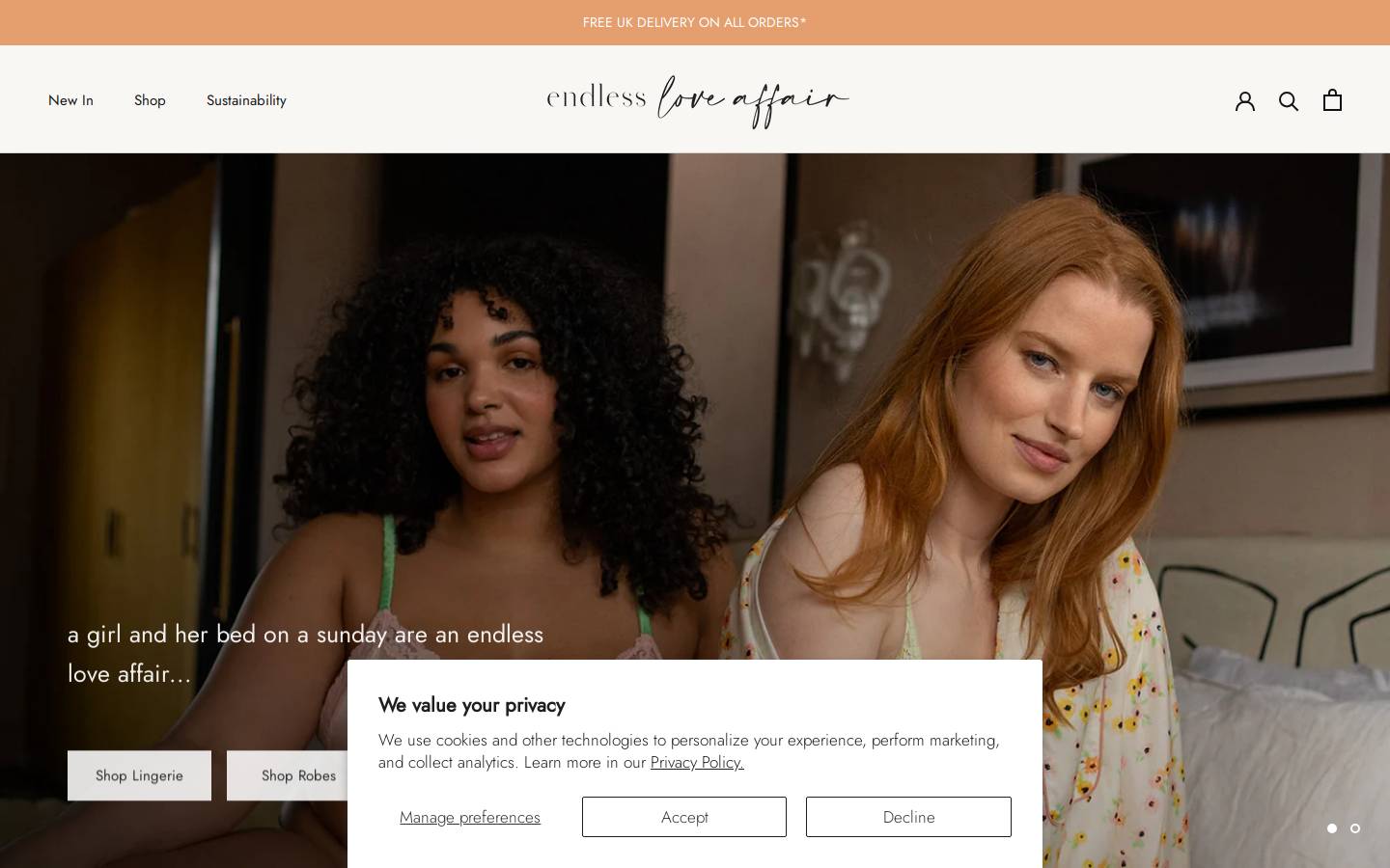 endlessloveaffair.com homepage screenshot