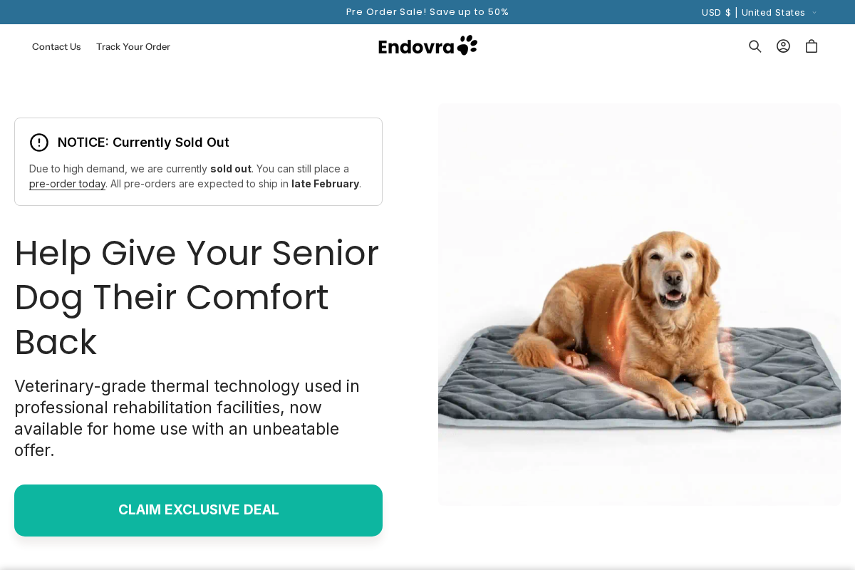 Endovra homepage screenshot