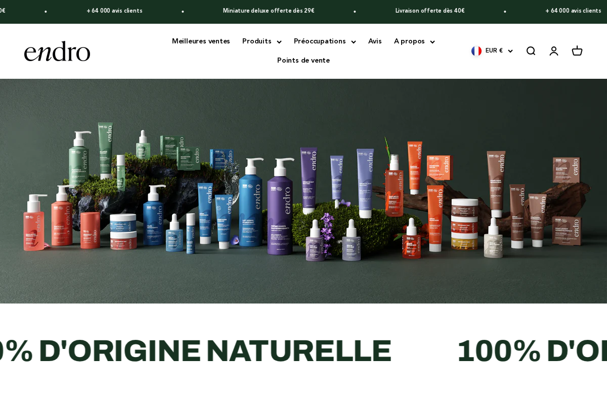 endro-cosmetiques.com homepage screenshot