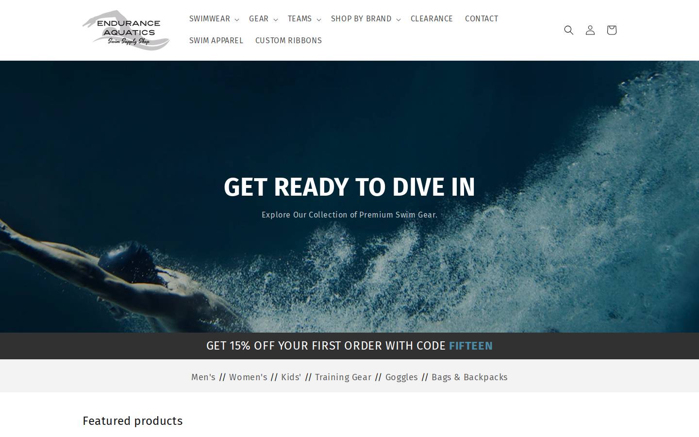 enduranceaquatics.com homepage screenshot