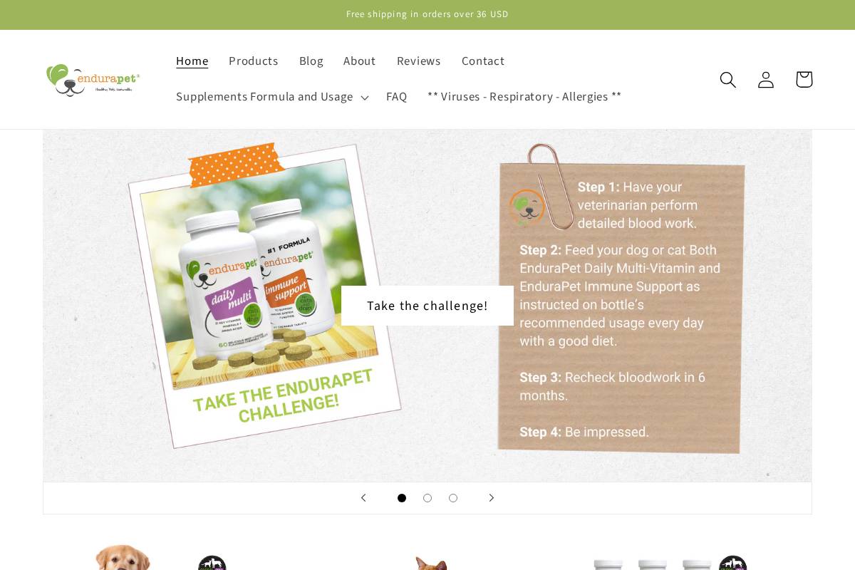 endurapet.com homepage screenshot