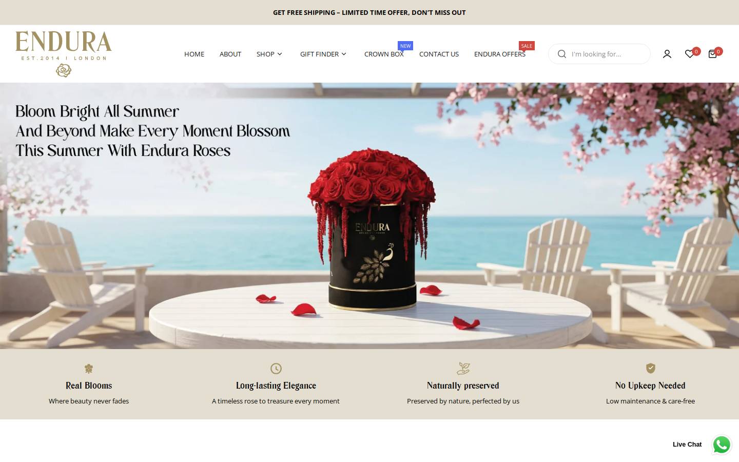 Endura Roses homepage screenshot