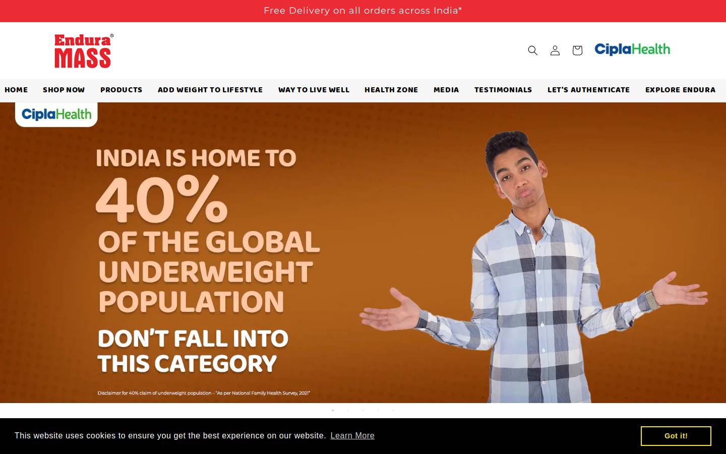 endurasupplements.com homepage screenshot