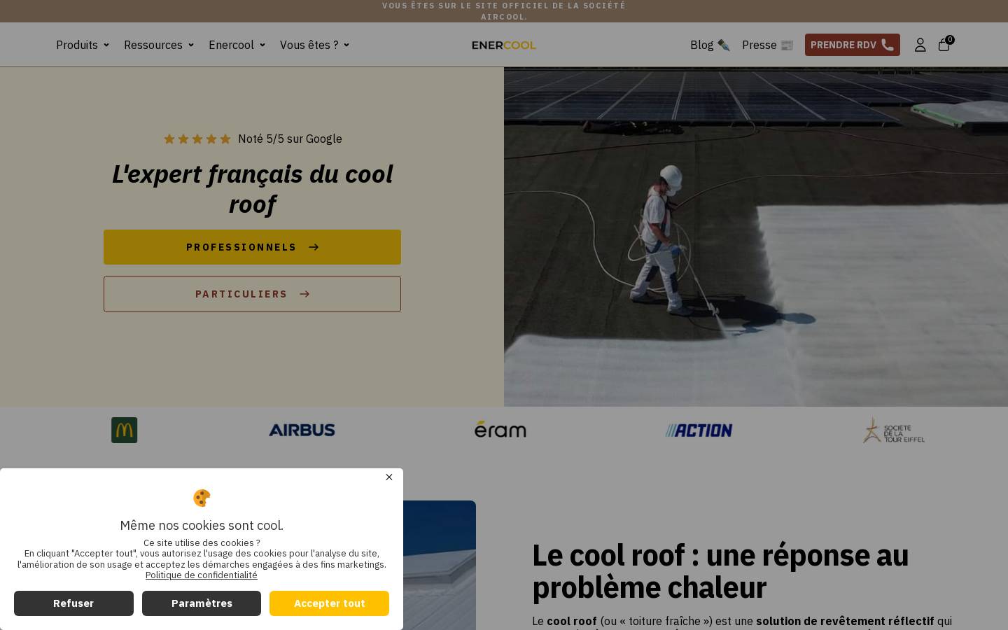 Enercool homepage screenshot
