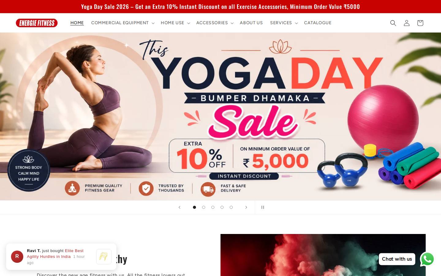 Energie Fitness homepage screenshot