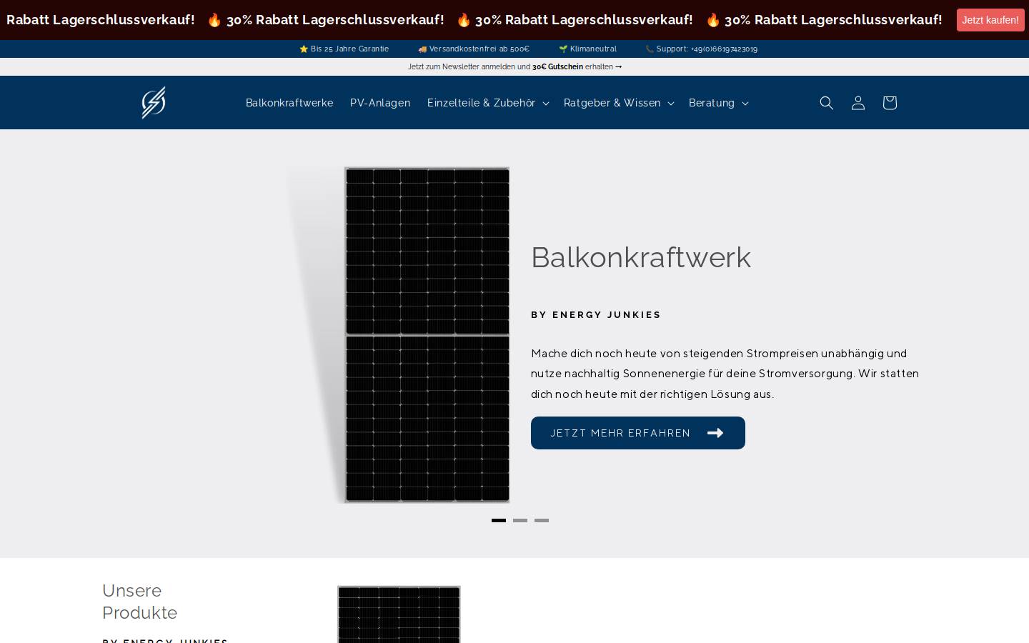 Energy Junkies GmbH homepage screenshot