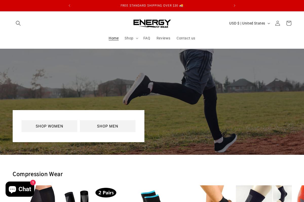 Energy Fit Wear homepage screenshot