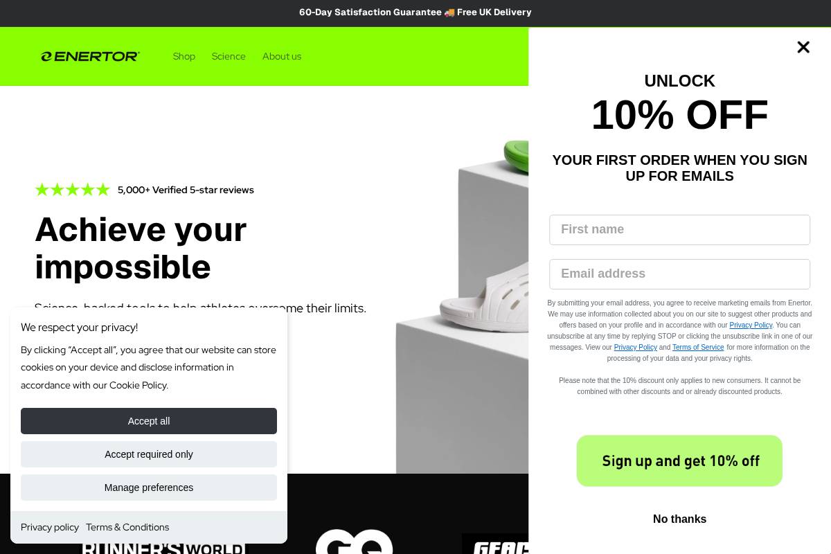 Enertor homepage screenshot