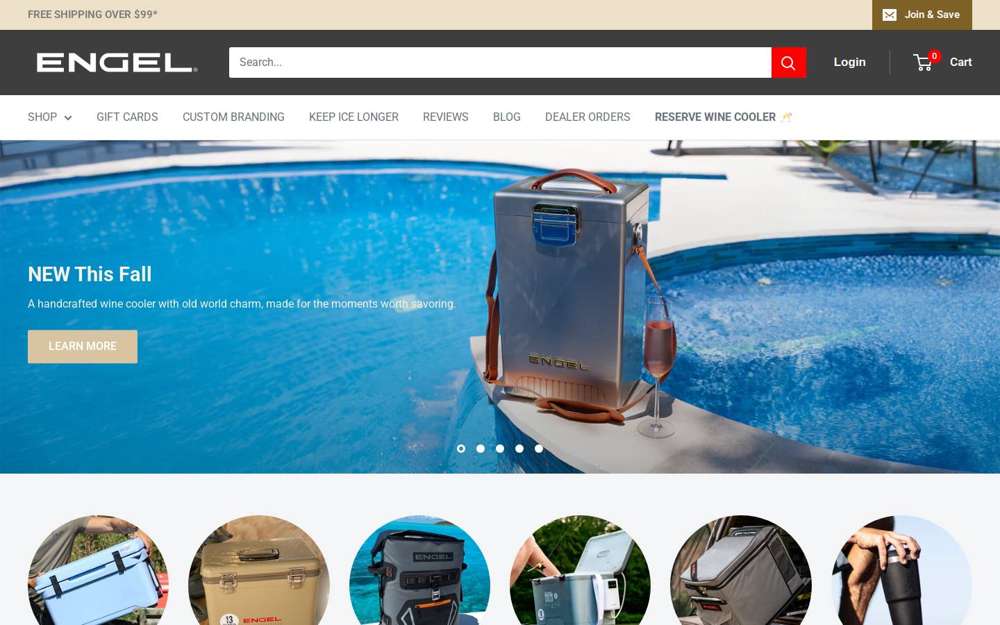 Engel Coolers homepage screenshot