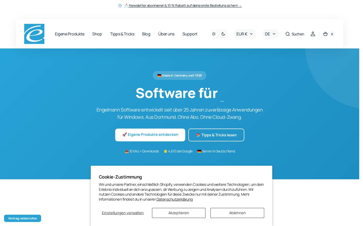 Engelmann Software GmbH homepage screenshot