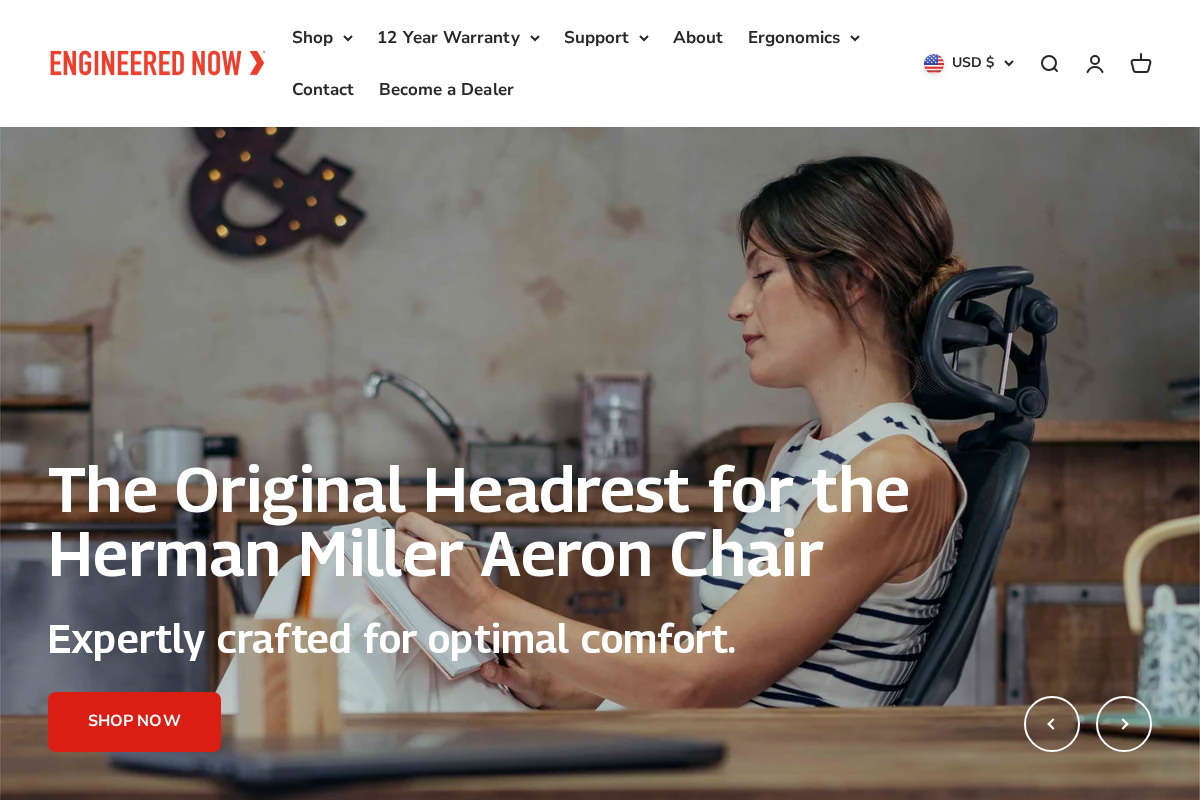 Herman Miller Headrest by Engineered Now homepage screenshot