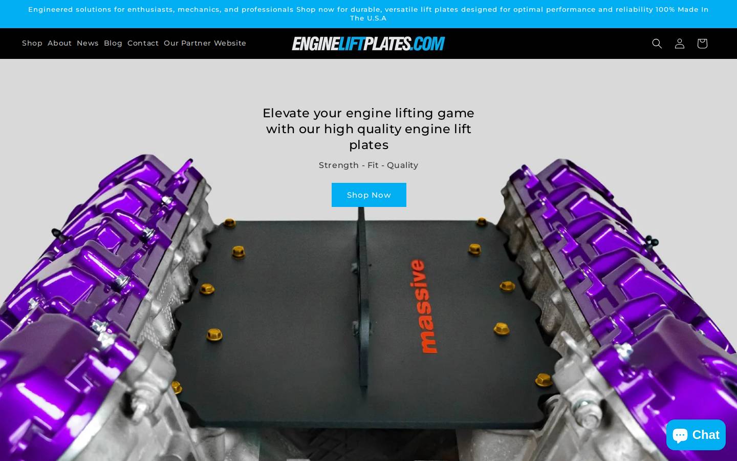 engineliftplates.com homepage screenshot
