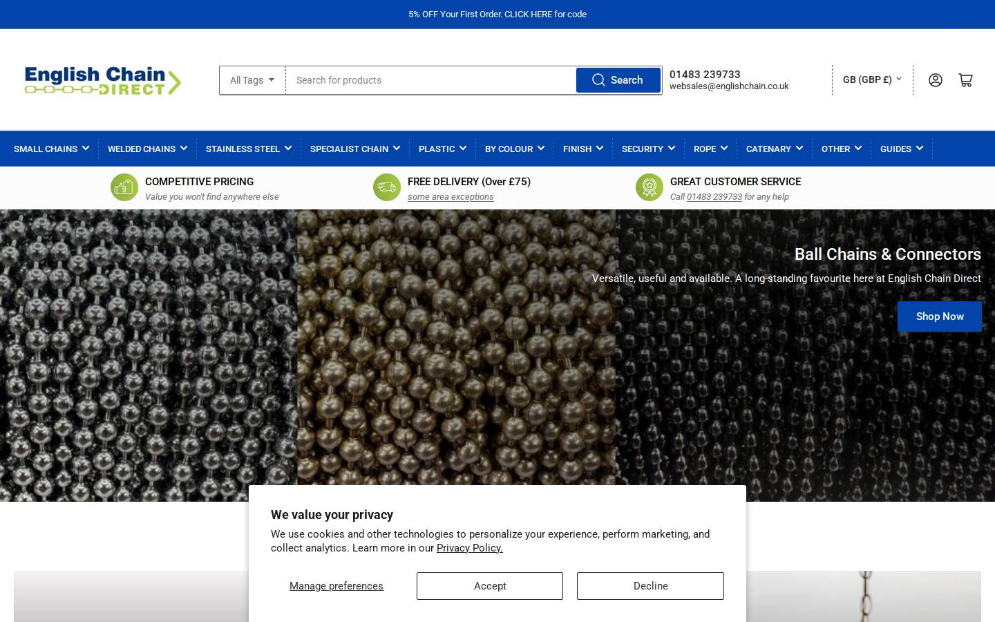 Englishchaindirect homepage screenshot