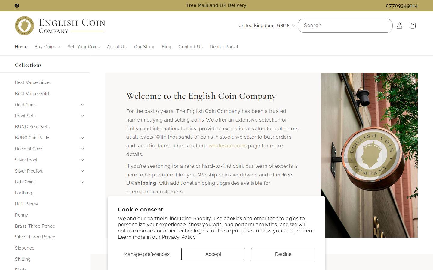 englishcoincompany.com homepage screenshot
