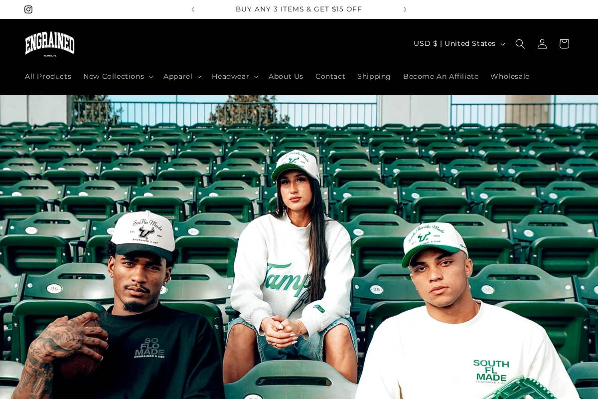engrainedapparel.com homepage screenshot