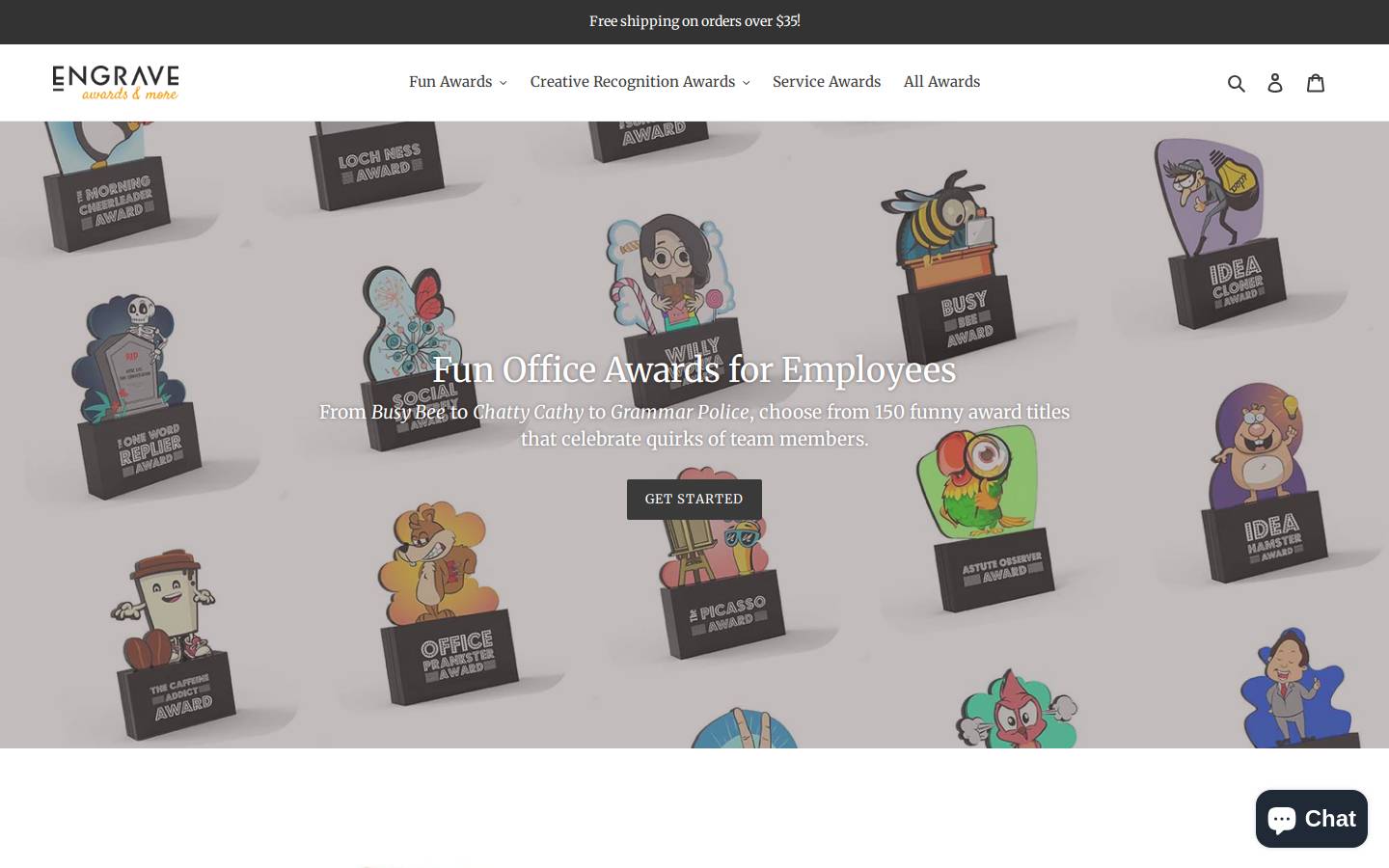 engraveawards.com homepage screenshot