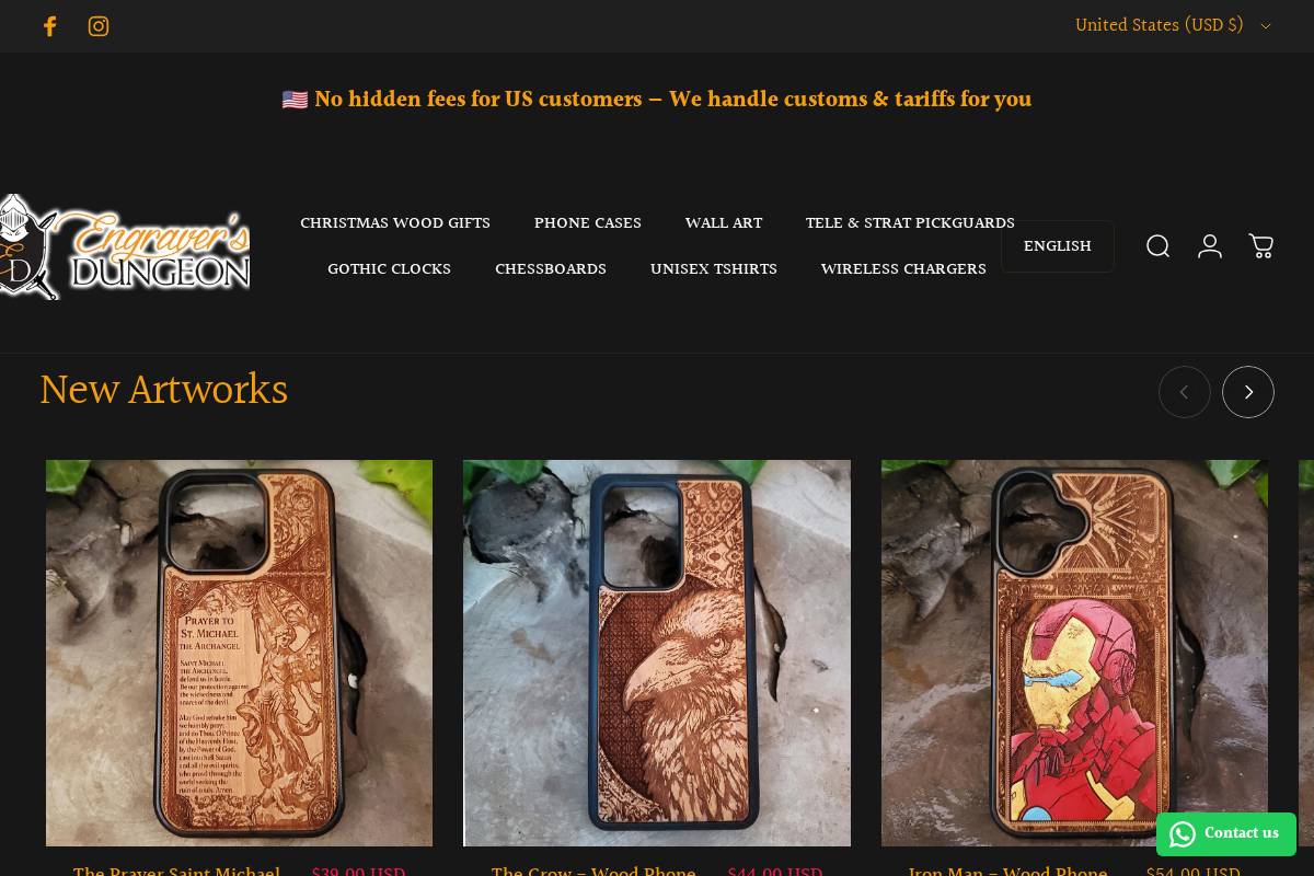 engraversdungeon.com homepage screenshot
