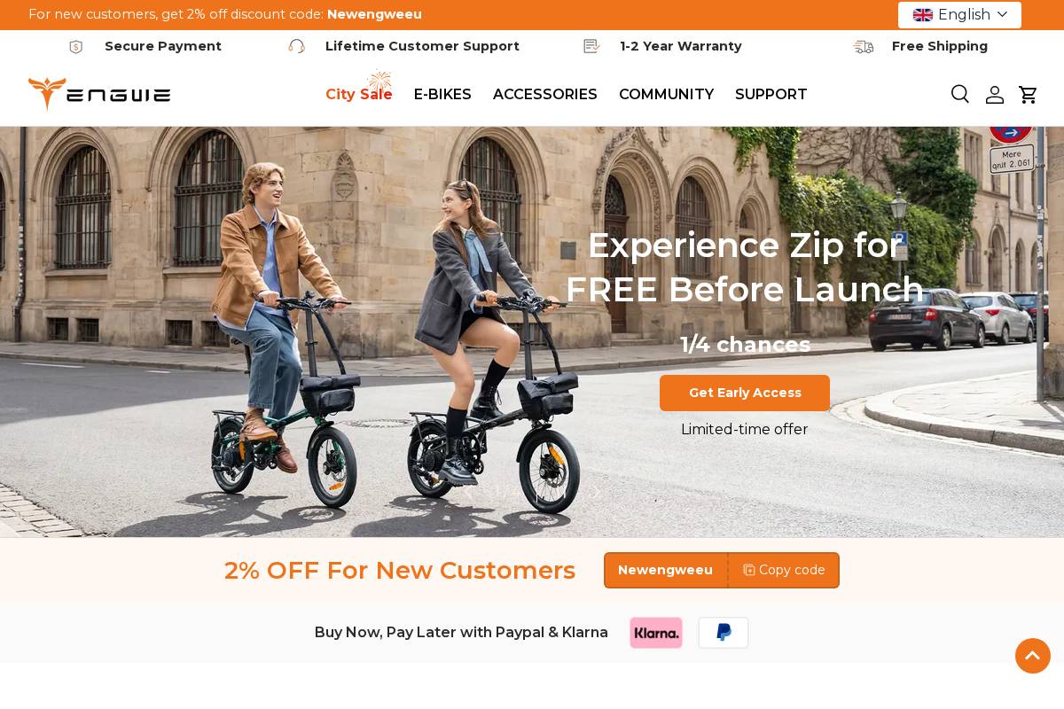 Engwe Bikes Eu homepage screenshot