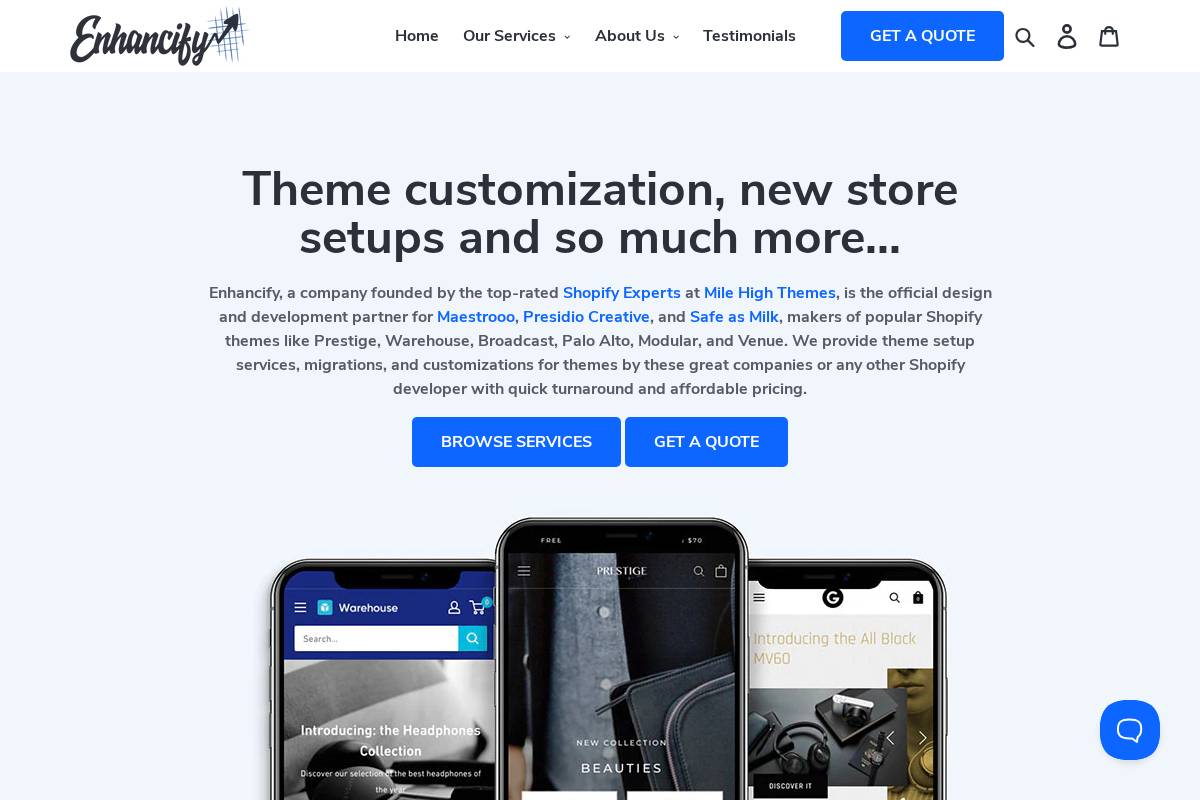 enhancify.io homepage screenshot
