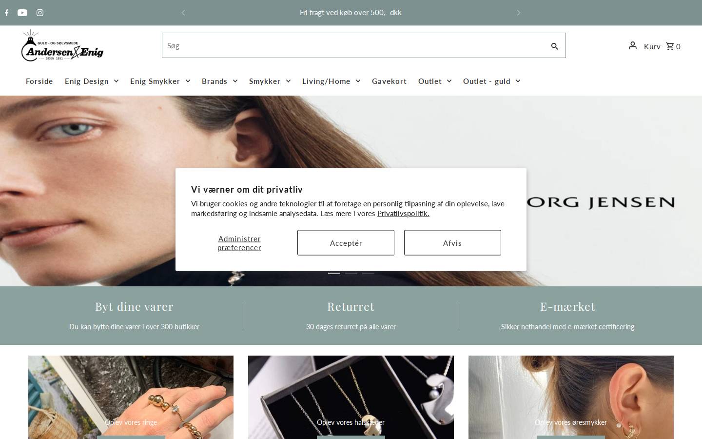 Andersen og Enig homepage screenshot