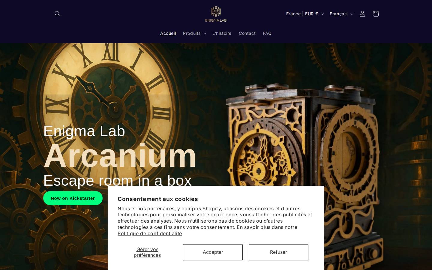 Enigma Lab homepage screenshot