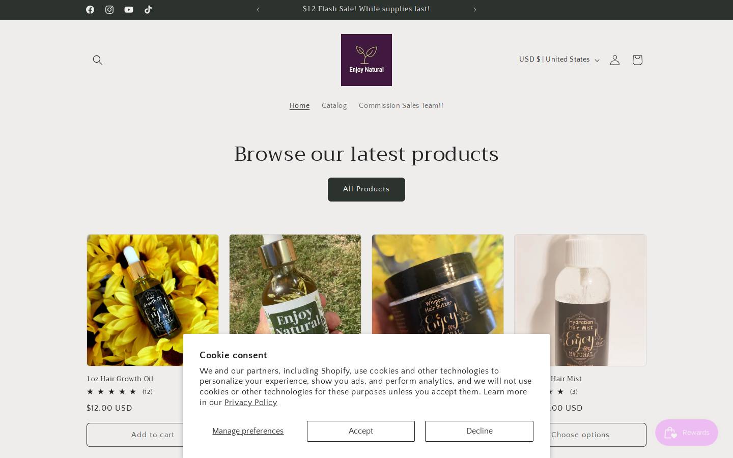 enjoy-natural.com homepage screenshot