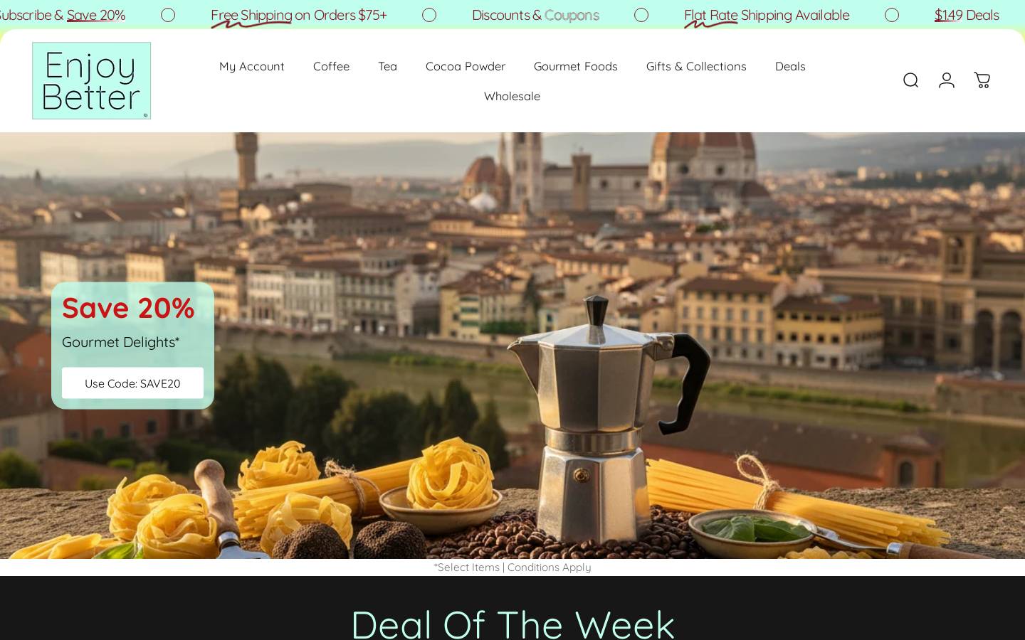 Enjoy Better Coffee homepage screenshot