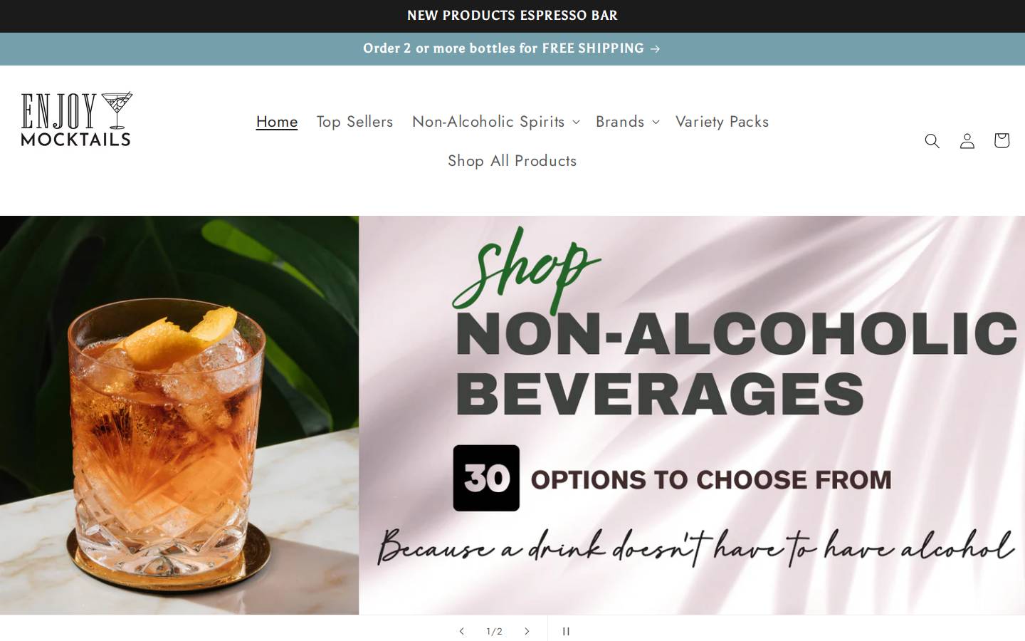 enjoymocktails.com homepage screenshot