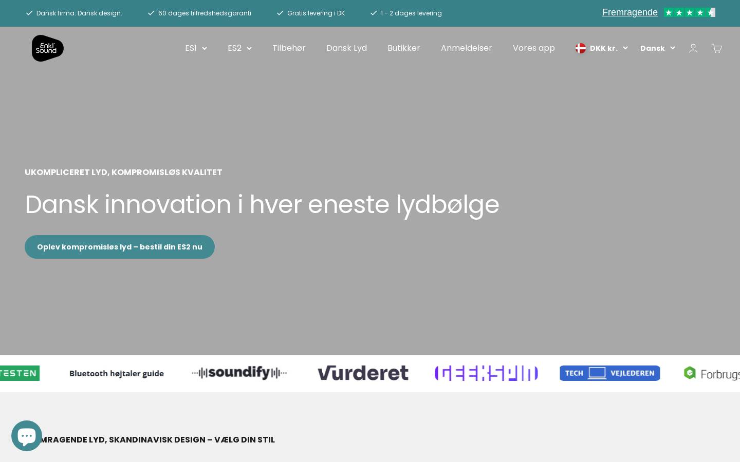 Enkl Sound Copenhagen homepage screenshot