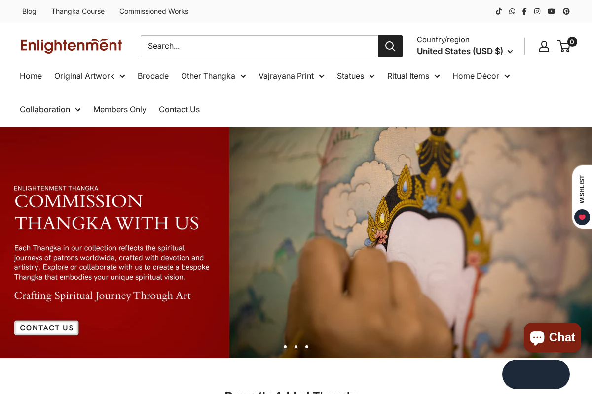 Enlightenment Thangka homepage screenshot