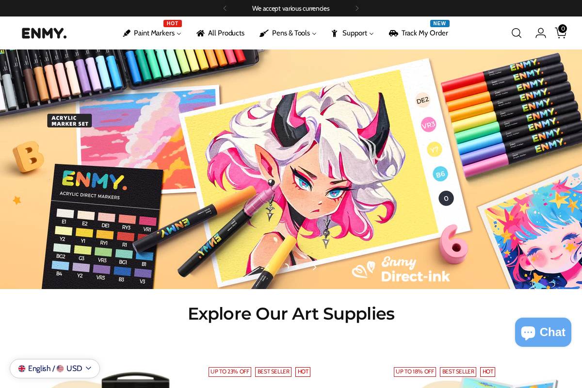 enmy.com homepage screenshot