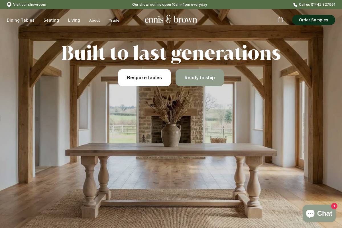 Ennis and Brown homepage screenshot