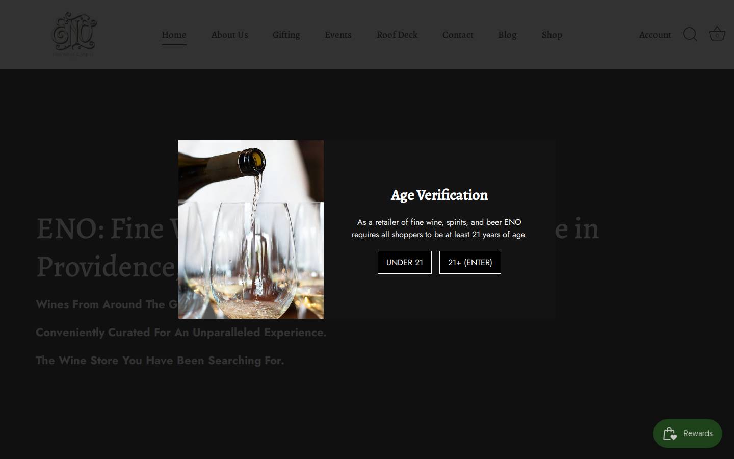 enofinewines.com homepage screenshot