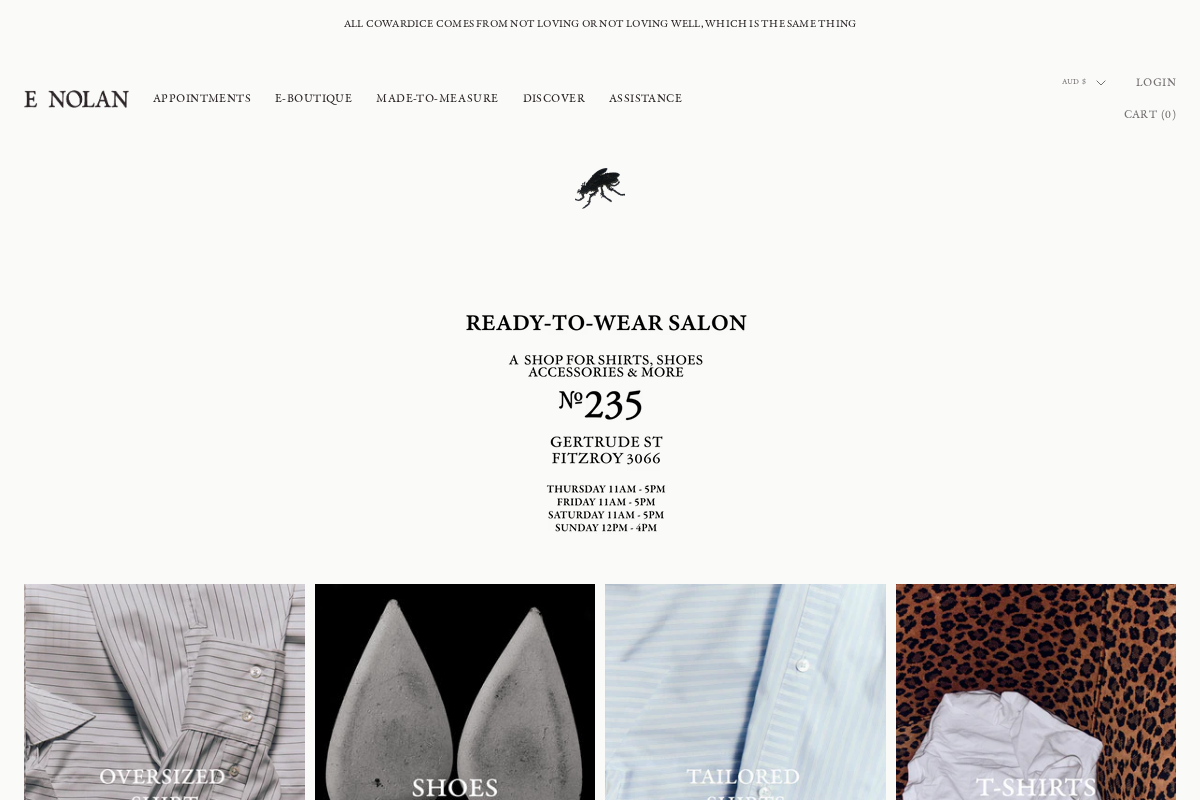 E Nolan homepage screenshot