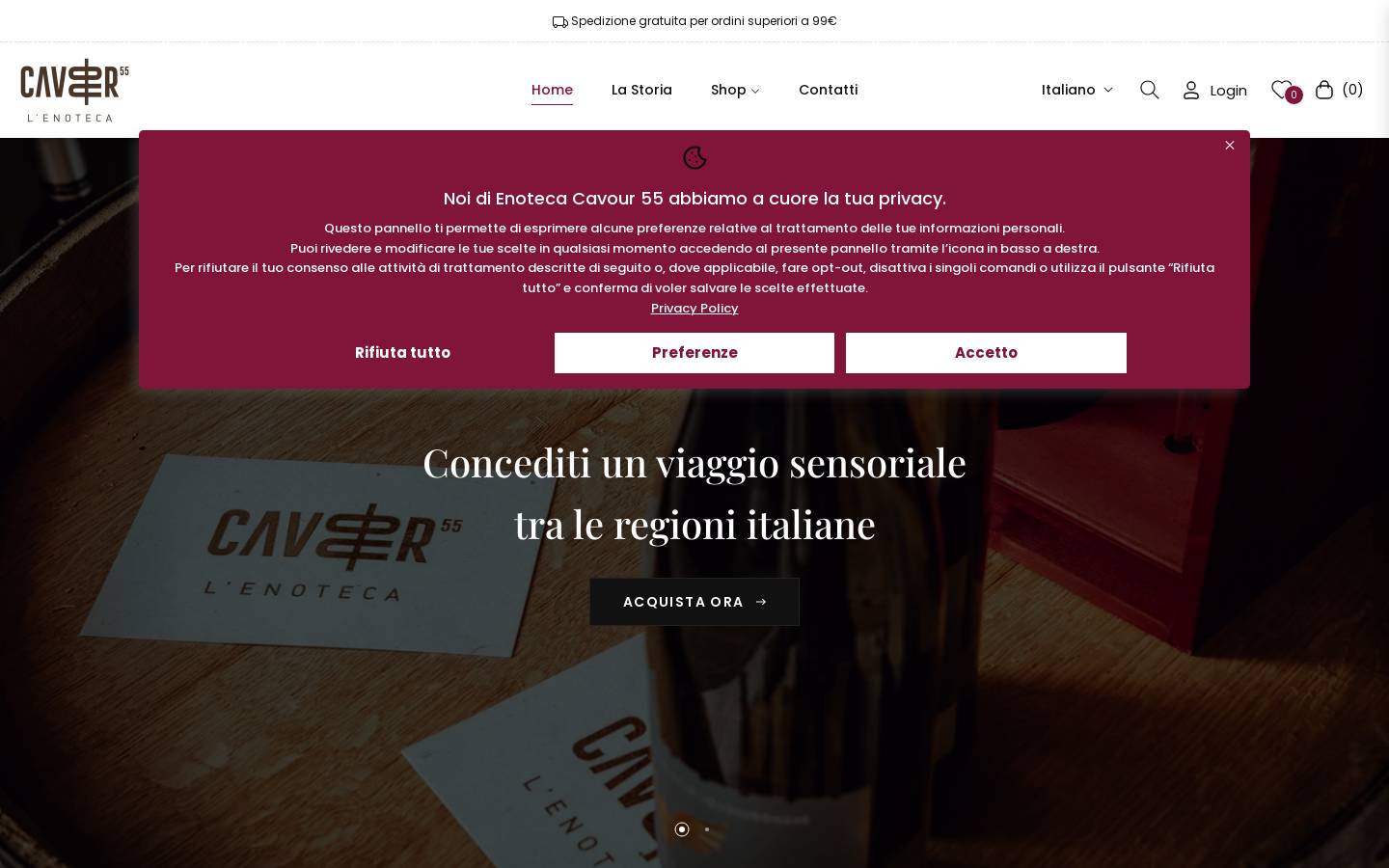 enotecacavour55.it homepage screenshot