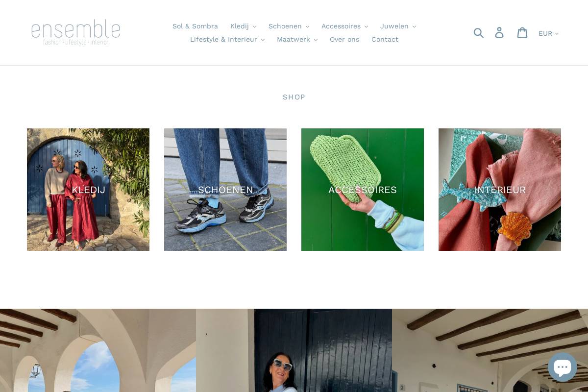 Ensemble Shop homepage screenshot