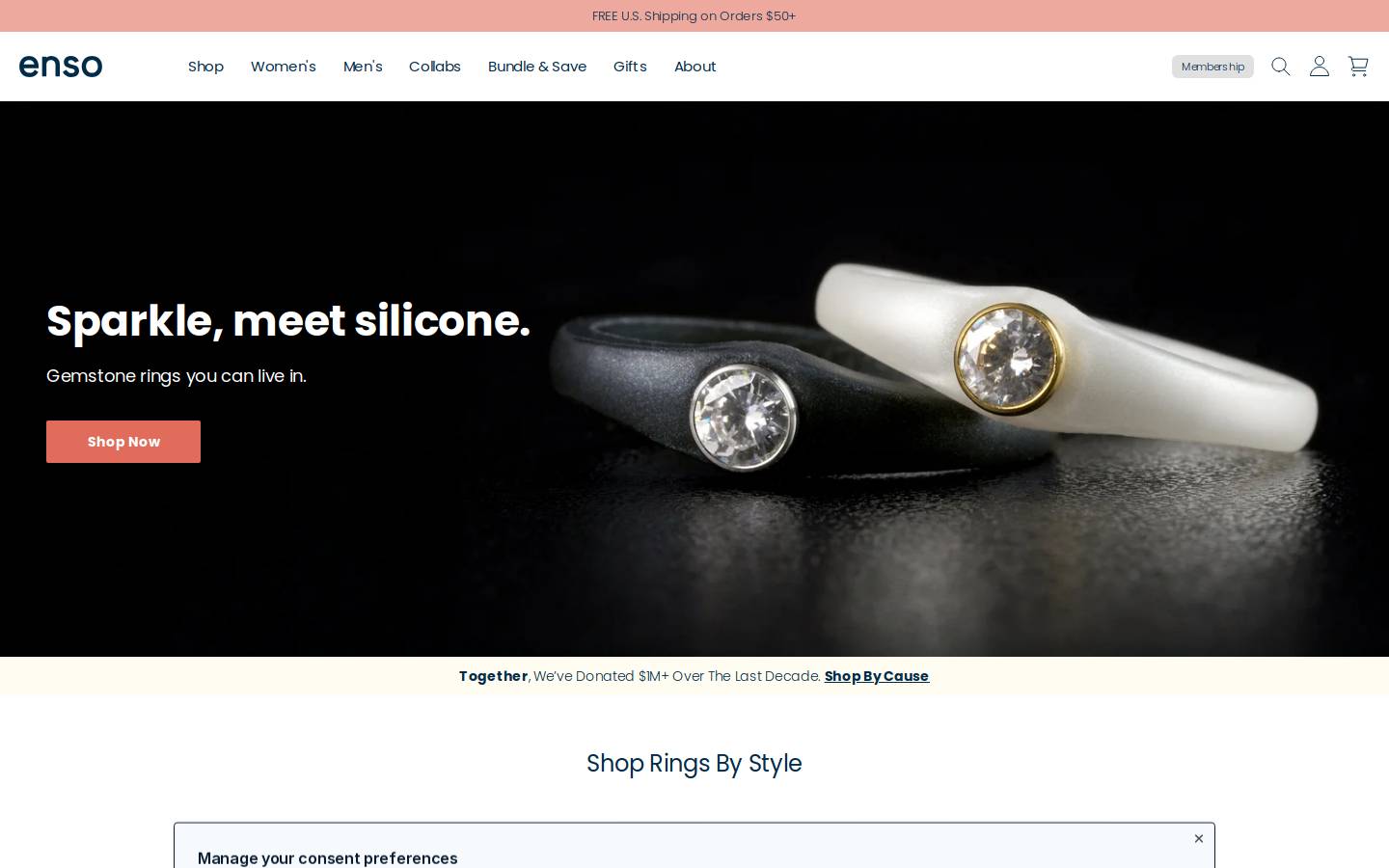 Enso Rings homepage screenshot