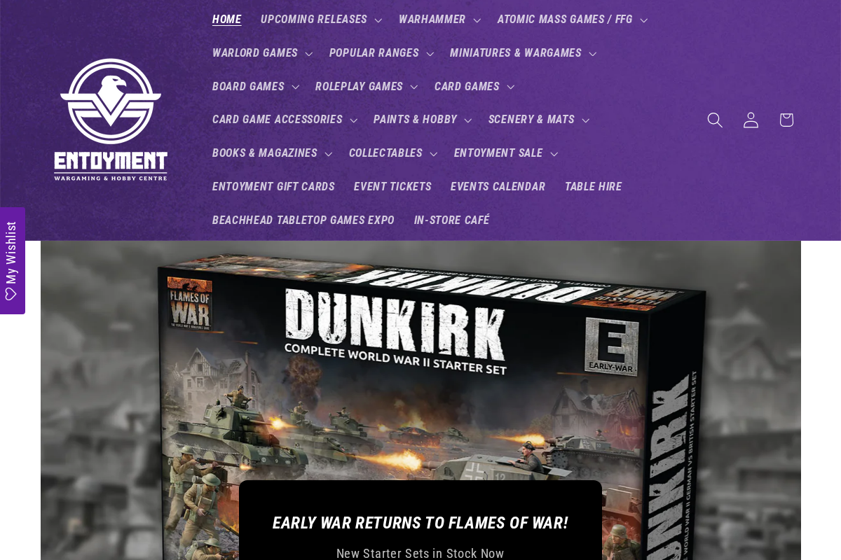Entoyment Tabletop Gaming and Hobby Centre homepage screenshot