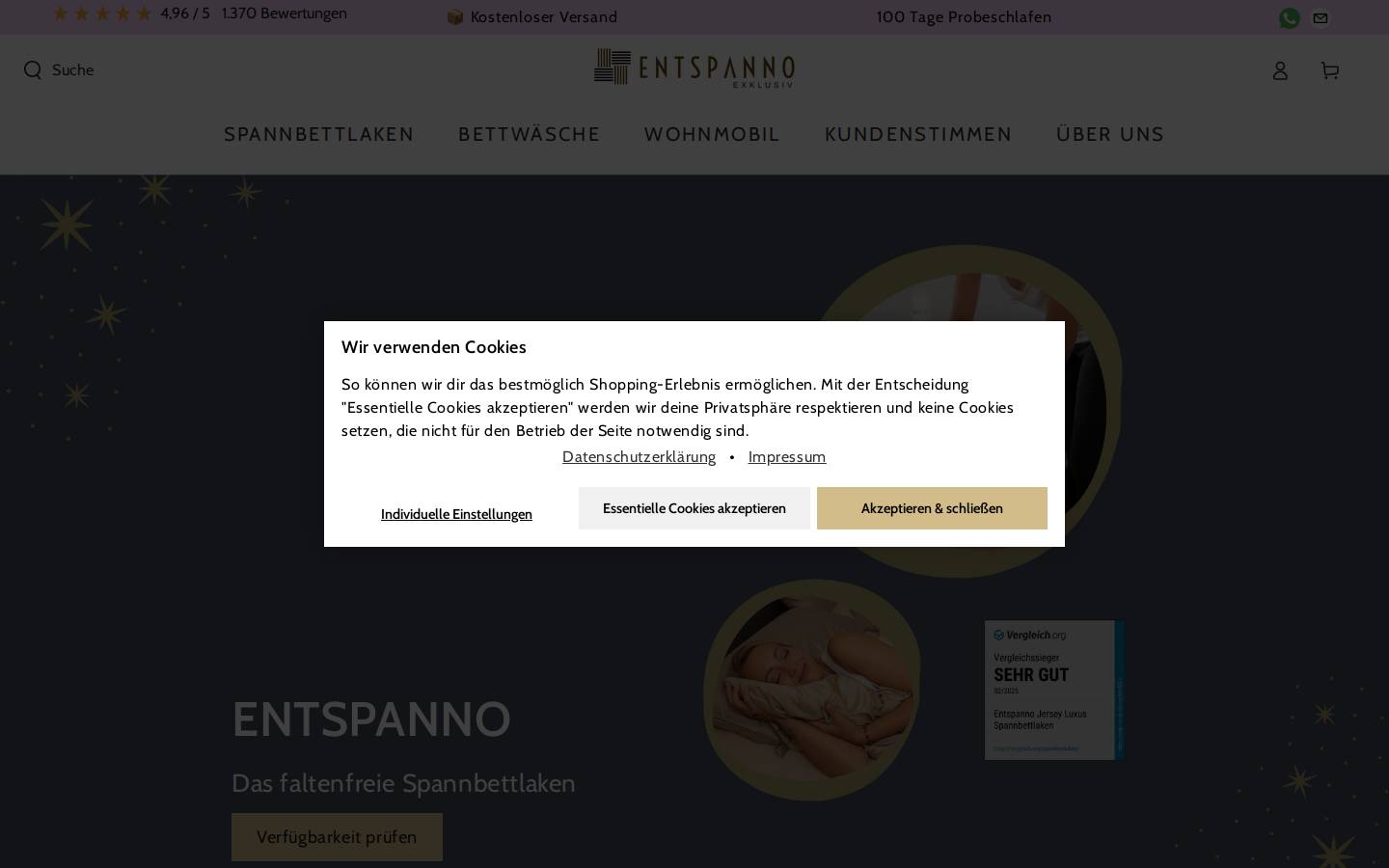Entspanno homepage screenshot