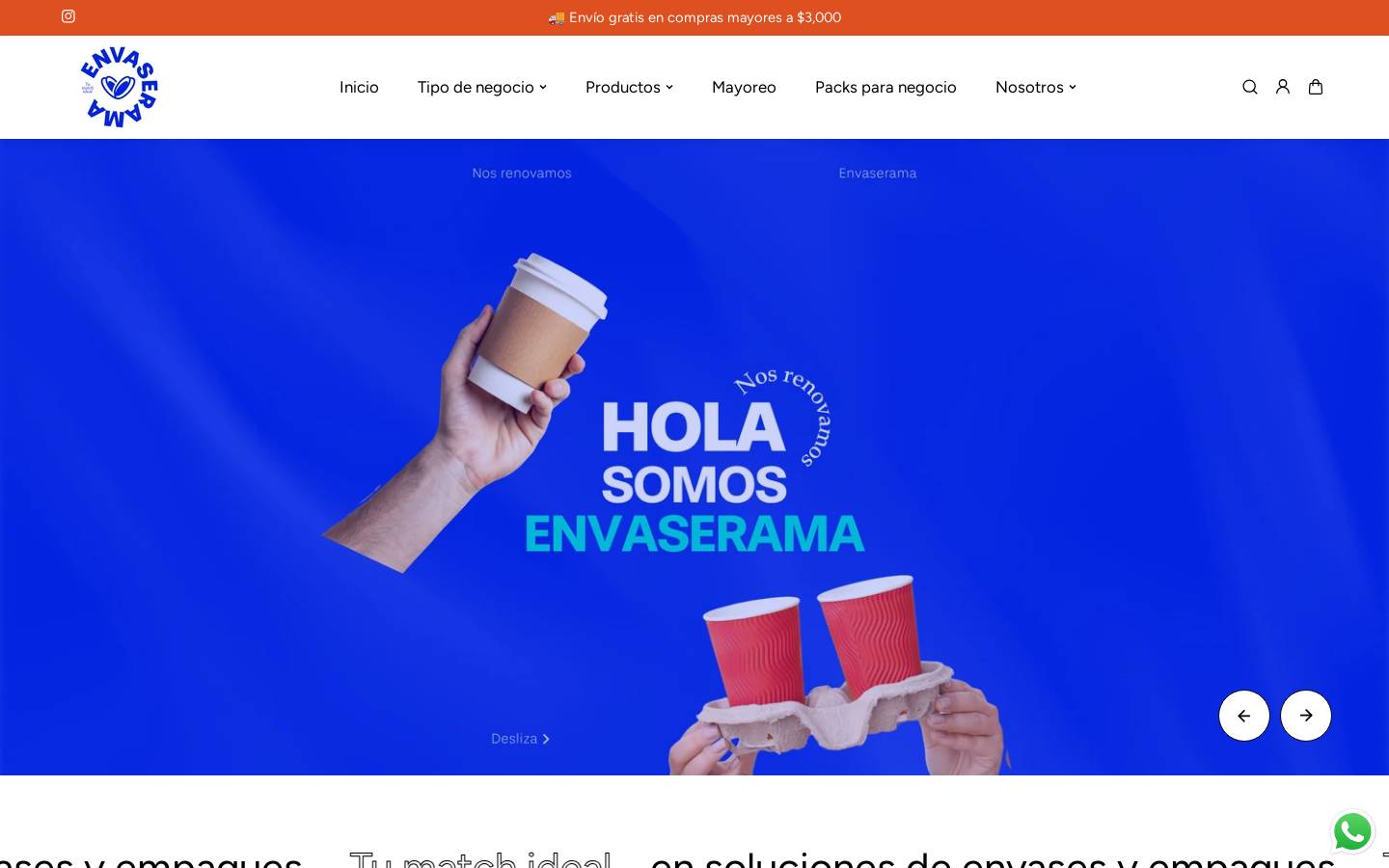 envaserama.com homepage screenshot