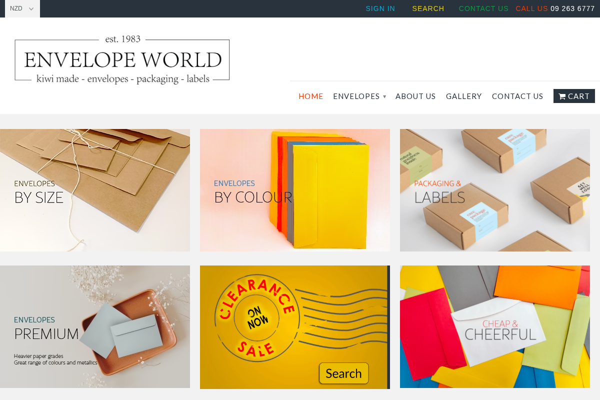 envelopeworld.co.nz homepage screenshot