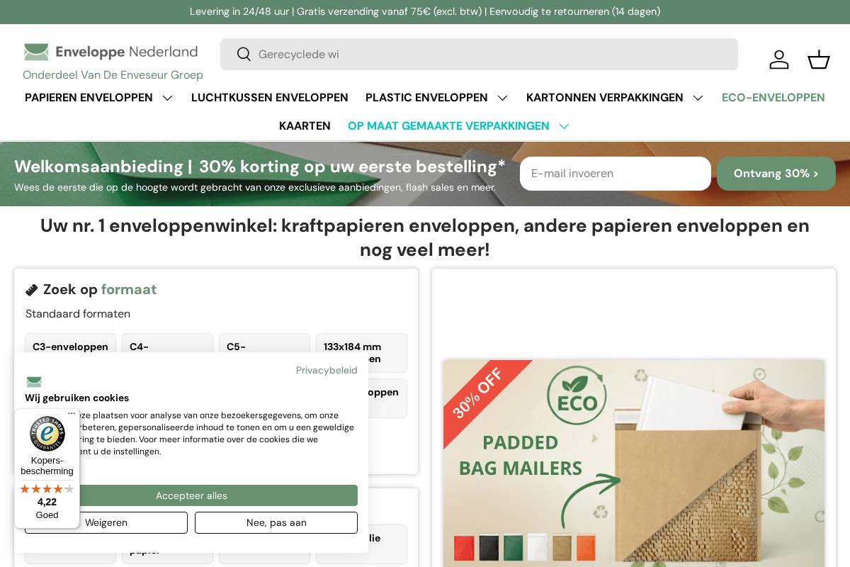 Enveloppe Nederland homepage screenshot