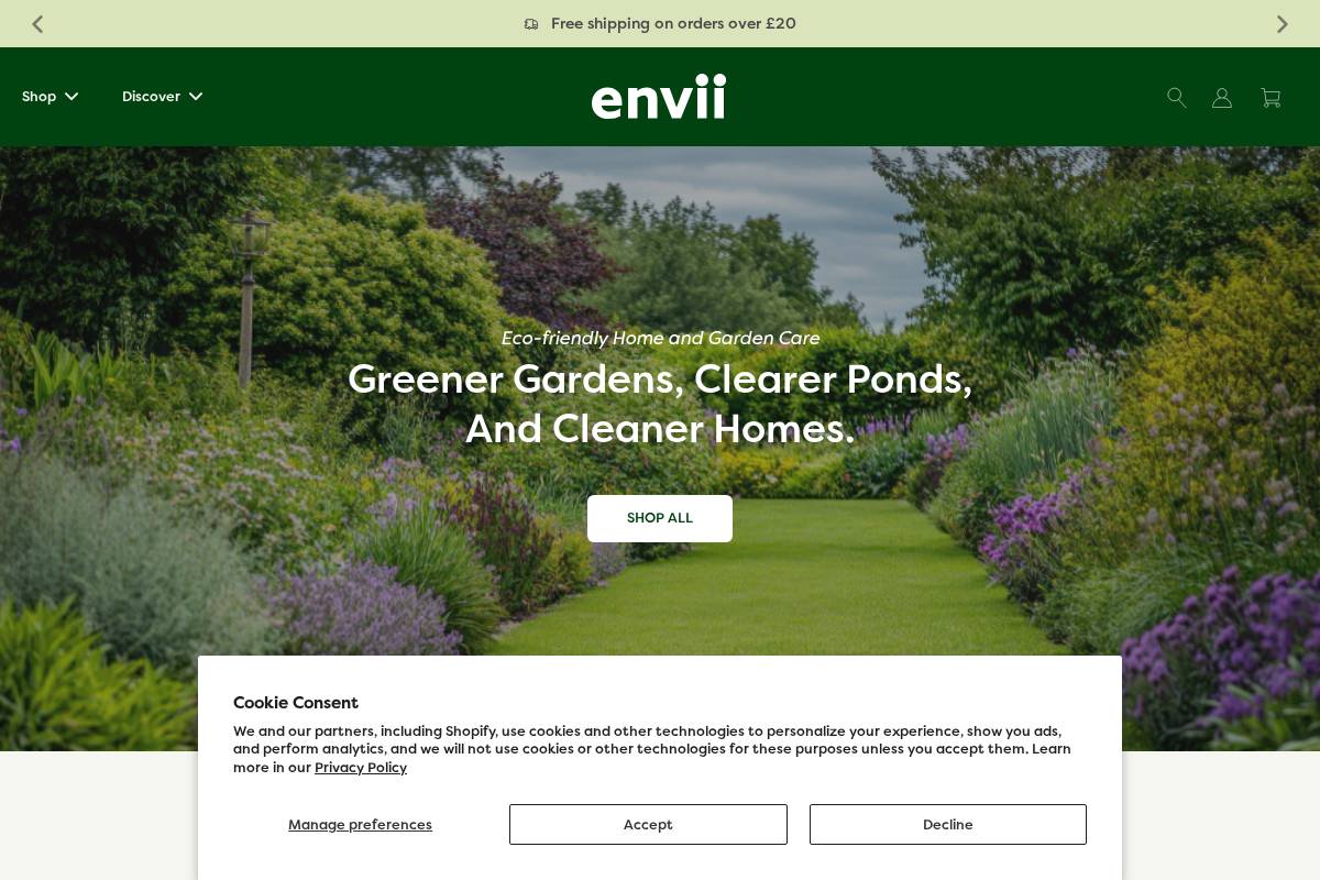 Envii homepage screenshot